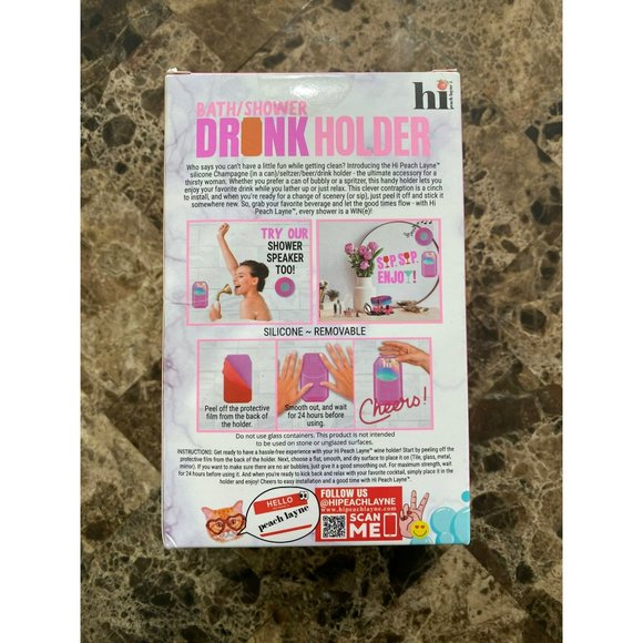 Silicone Stick On Drink Holder Soda Beer Can Pink Bath/Shower Wall Lady Gift - Picture 3 of 4